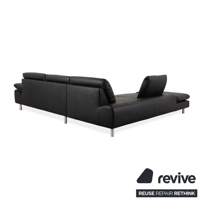 Willi Schillig Loop Leather Corner Sofa Black Anthracite Sofa Couch Manual Function