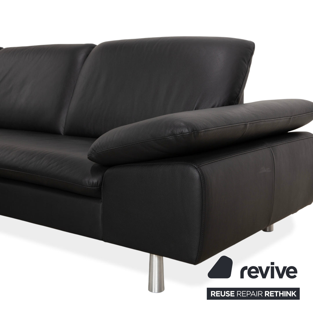 Willi Schillig Loop Leather Corner Sofa Black Anthracite Sofa Couch Manual Function