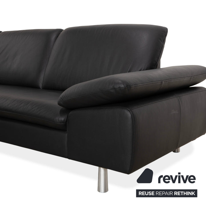 Willi Schillig Loop Leather Corner Sofa Black Anthracite Sofa Couch Manual Function