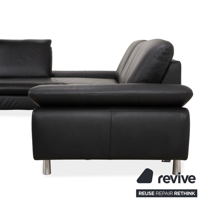 Willi Schillig Loop Leather Corner Sofa Black Anthracite Sofa Couch Manual Function
