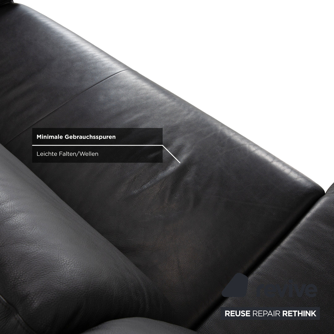 Willi Schillig Loop Leather Corner Sofa Black Anthracite Sofa Couch Manual Function