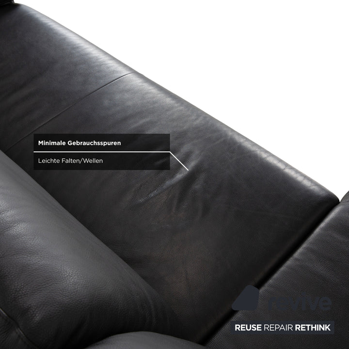 Willi Schillig Loop Leather Corner Sofa Black Anthracite Sofa Couch Manual Function