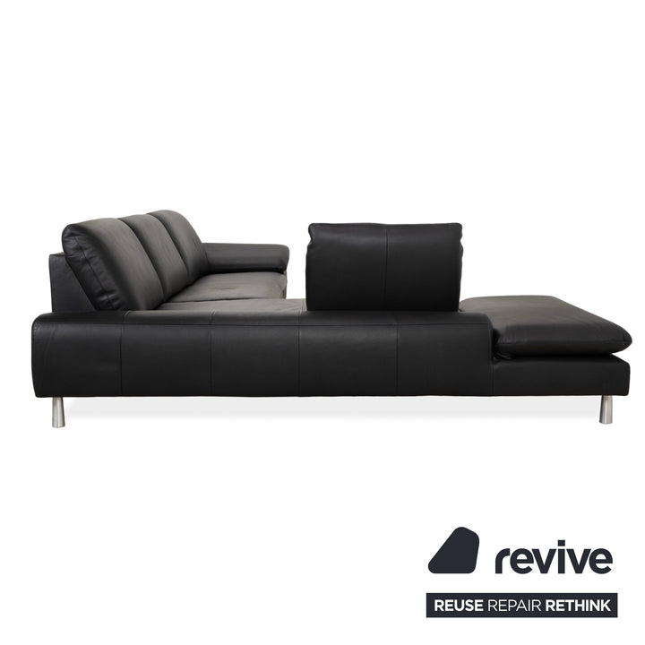 Willi Schillig Loop Leather Corner Sofa Black Anthracite Sofa Couch Manual Function