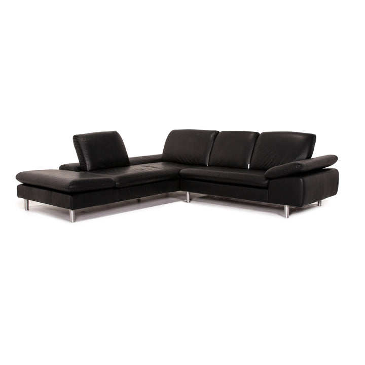 Willi Schillig Loop Leather Corner Sofa Black Function Couch #14834