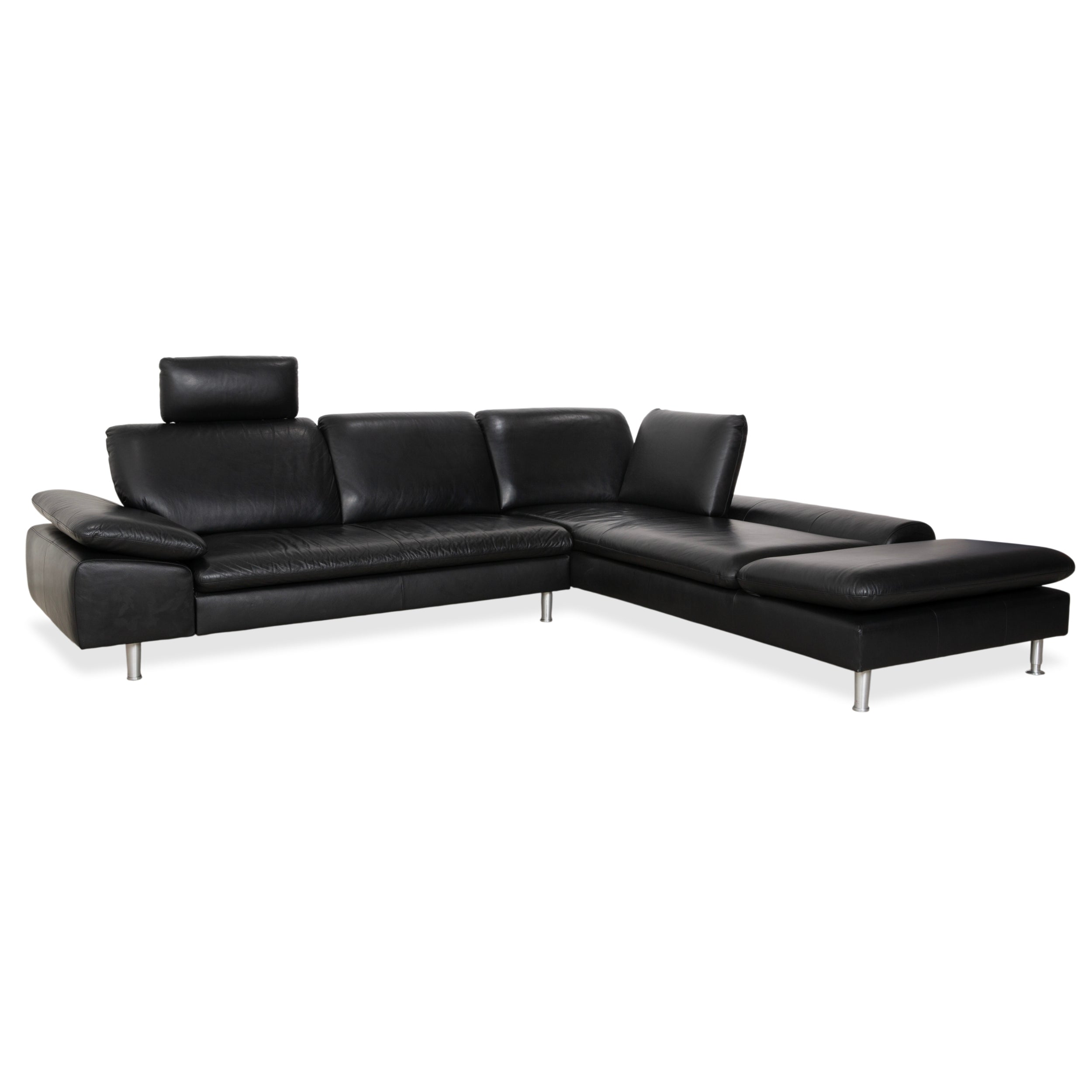 Willi Schillig Loop Leder Ecksofa Schwarz manuelle Funktion Sofa Couch