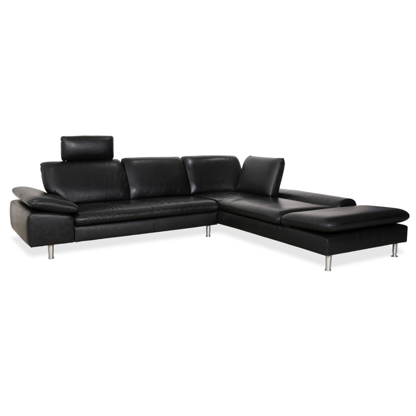 Willi Schillig Loop Leder Ecksofa Schwarz manuelle Funktion Sofa Couch