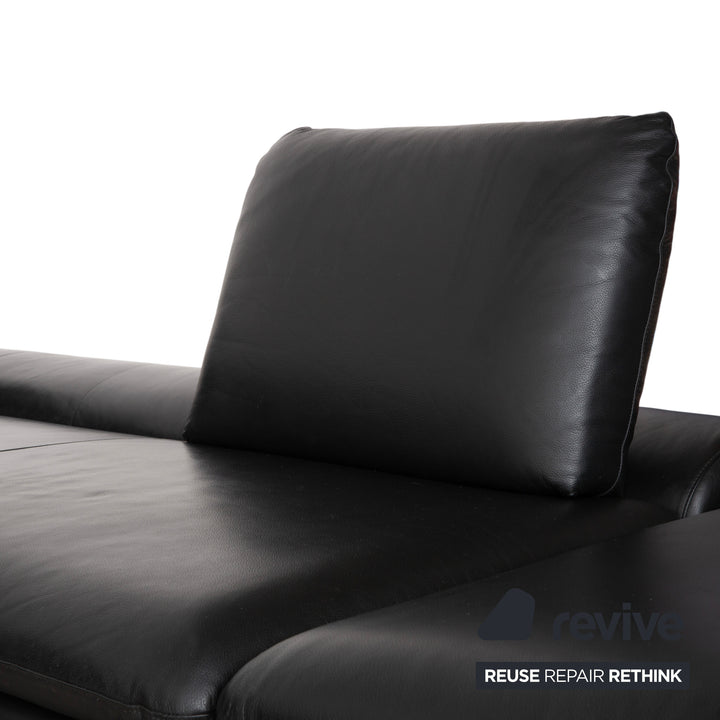 Canapé d'angle en cuir bouclé noir Willi Schillig, canapé à réglage manuel