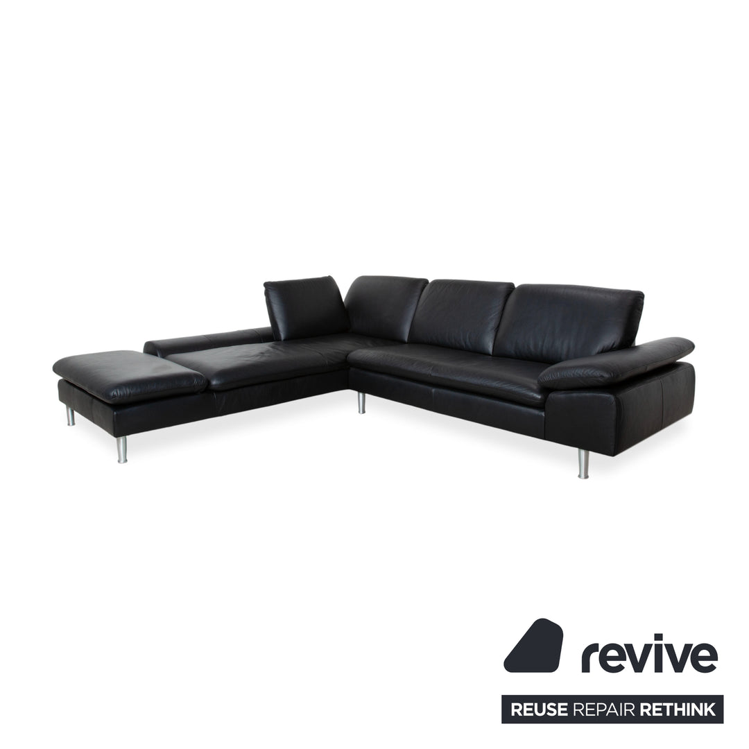 Willi Schillig Loop Leder Ecksofa Schwarz manuelle Funktion Sofa Couch