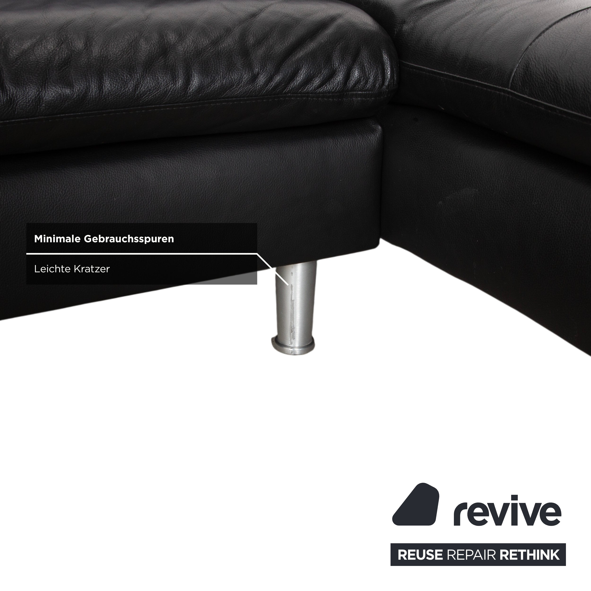 Willi Schillig Loop Leder Ecksofa Schwarz manuelle Funktion Sofa Couch