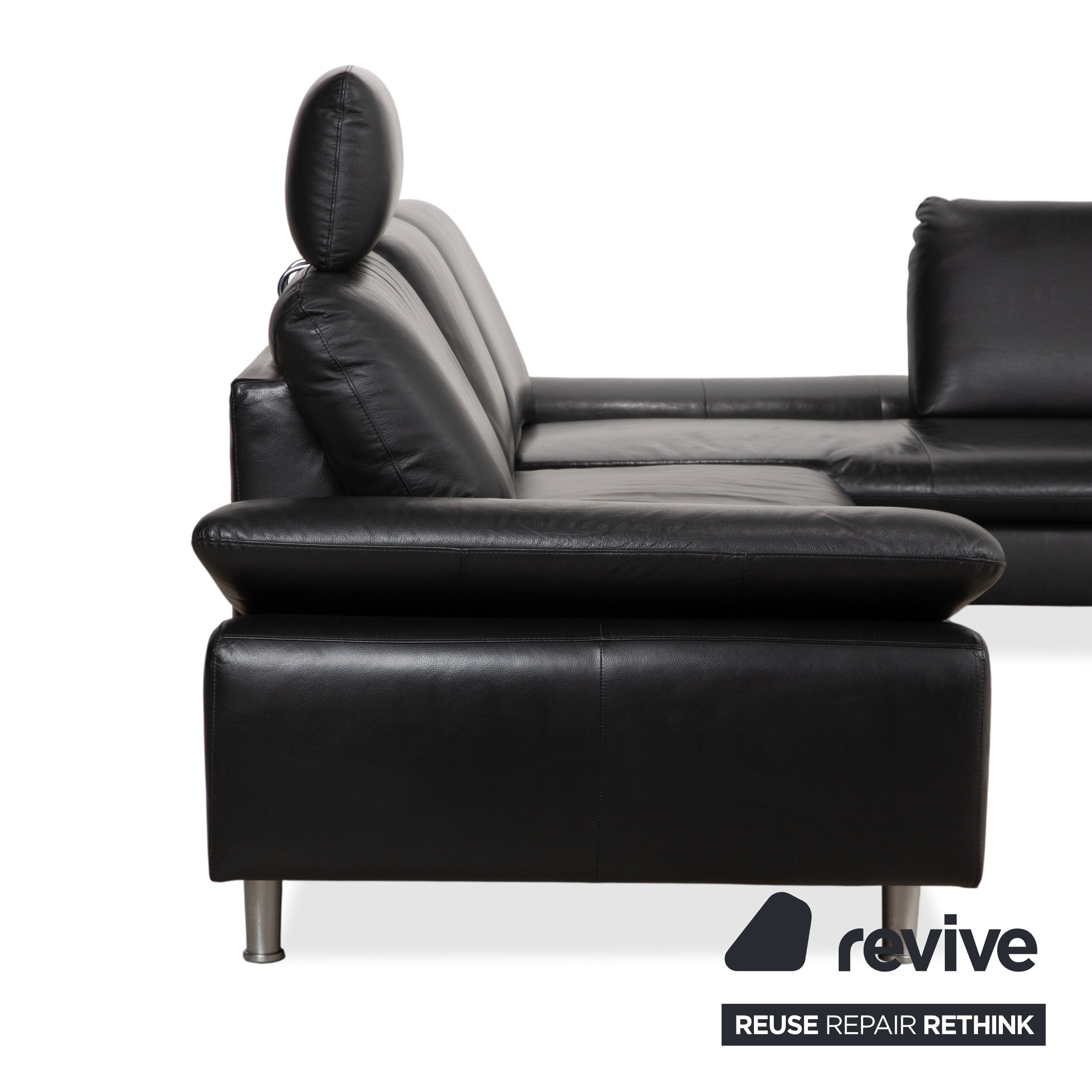 Willi Schillig Loop Leder Ecksofa Schwarz manuelle Funktion Sofa Couch