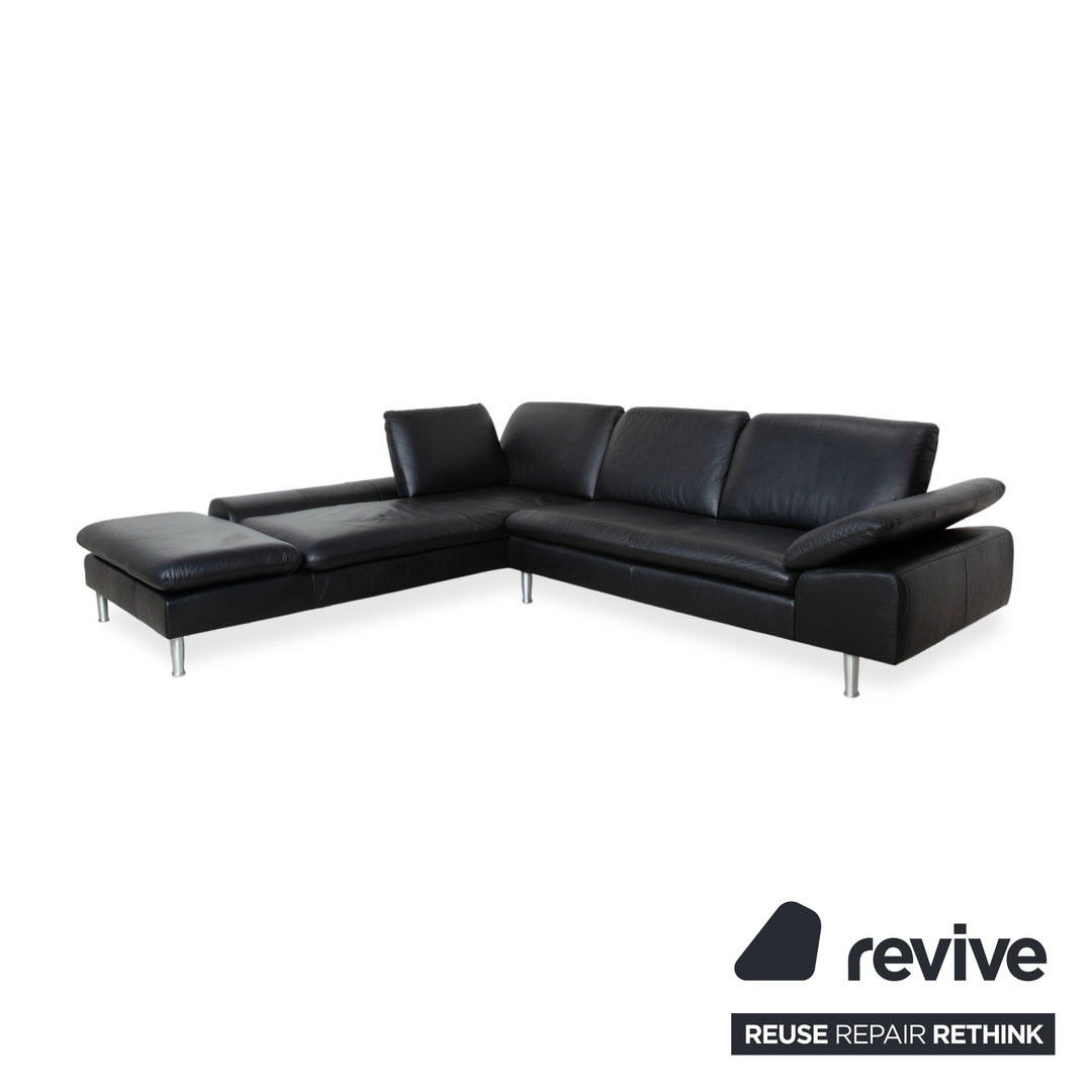 Willi Schillig Loop Leder Ecksofa Schwarz manuelle Funktion Sofa Couch
