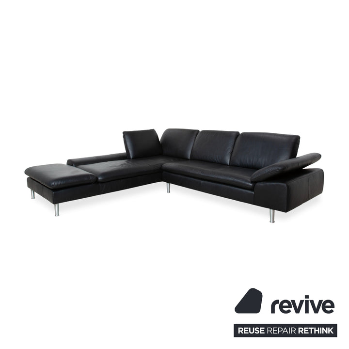 Willi Schillig Loop Leder Ecksofa Schwarz manuelle Funktion Sofa Couch