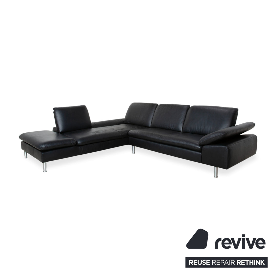 Willi Schillig Loop Leder Ecksofa Schwarz manuelle Funktion Sofa Couch