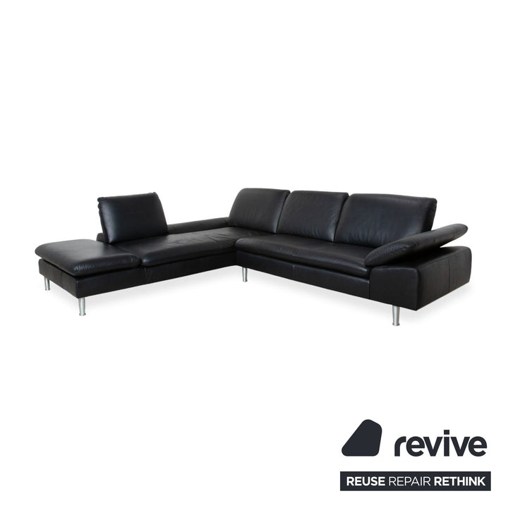 Willi Schillig Loop Leder Ecksofa Schwarz manuelle Funktion Sofa Couch