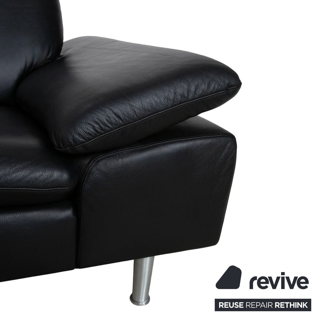 Willi Schillig Loop Leder Ecksofa Schwarz manuelle Funktion Sofa Couch
