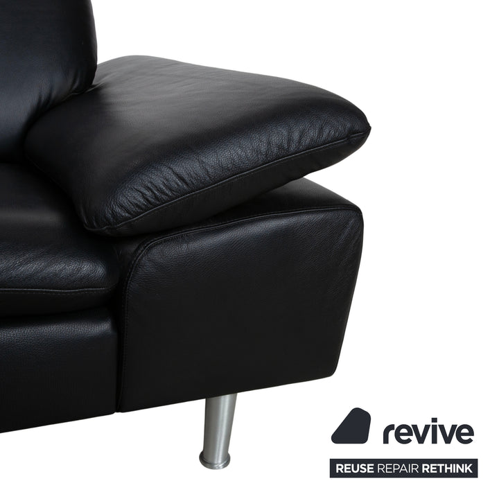 Willi Schillig Loop Leder Ecksofa Schwarz manuelle Funktion Sofa Couch