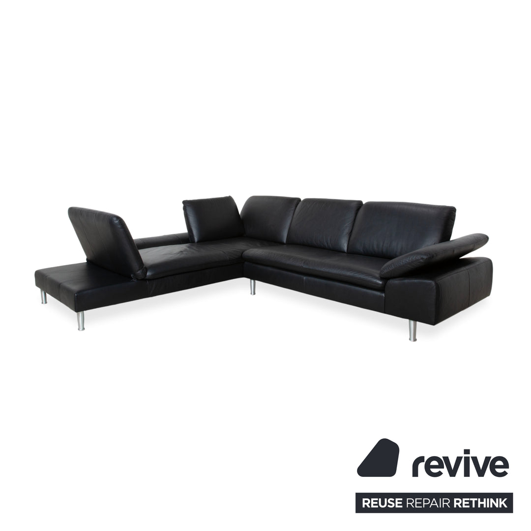 Willi Schillig Loop Leder Ecksofa Schwarz manuelle Funktion Sofa Couch