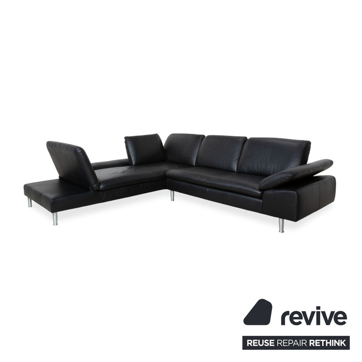 Willi Schillig Loop Leder Ecksofa Schwarz manuelle Funktion Sofa Couch