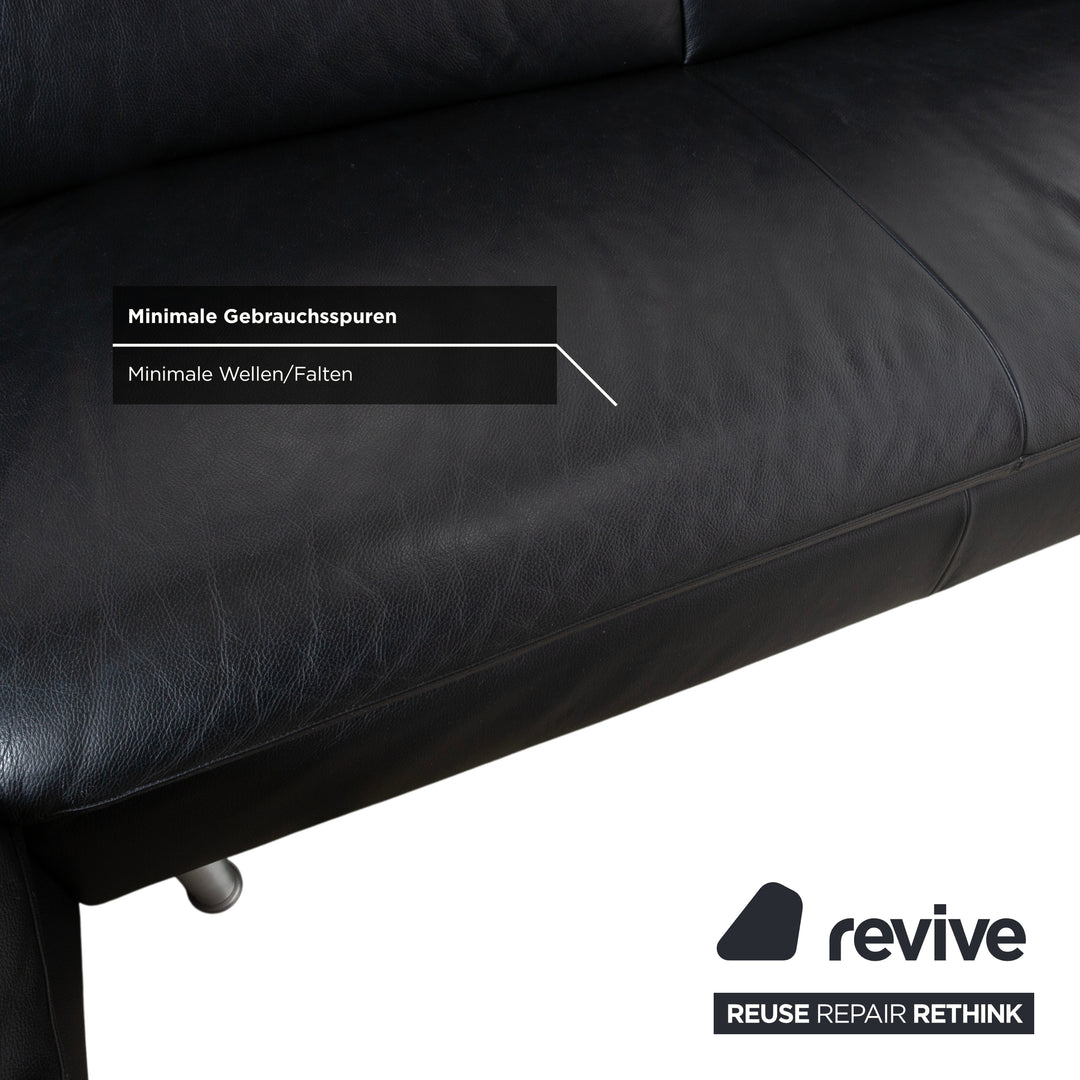 Willi Schillig Loop Leder Ecksofa Schwarz manuelle Funktion Sofa Couch