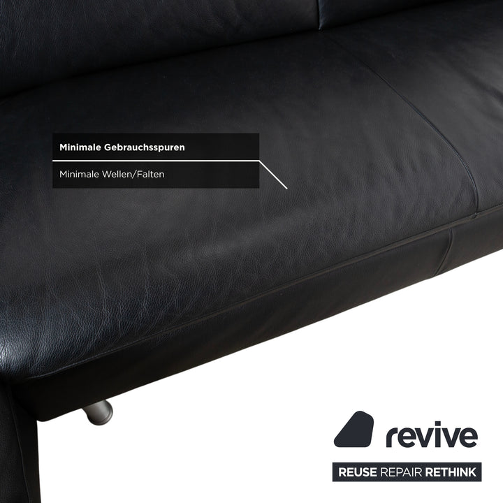 Willi Schillig Loop Leder Ecksofa Schwarz manuelle Funktion Sofa Couch