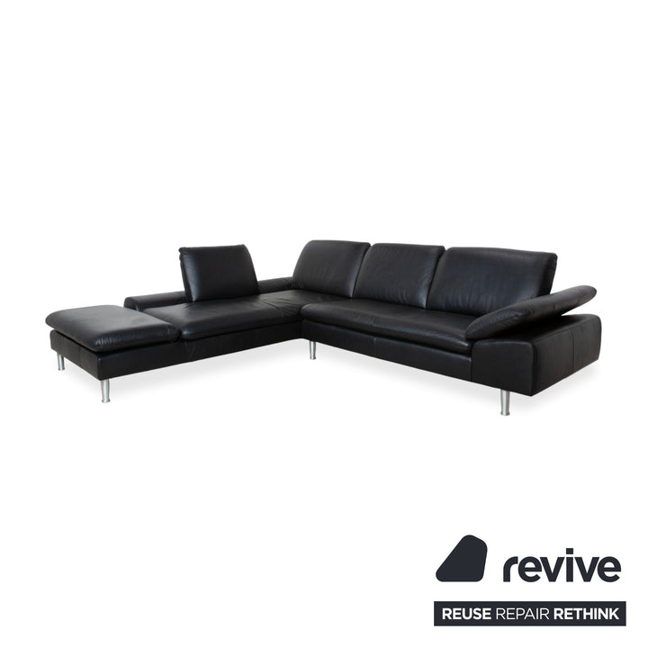 Willi Schillig Loop Leder Ecksofa Schwarz manuelle Funktion Sofa Couch