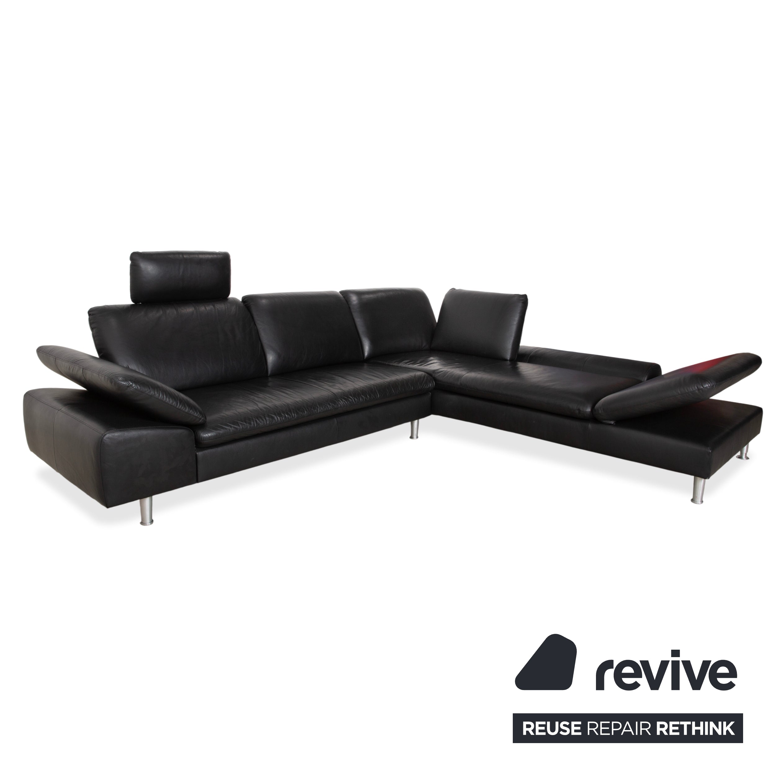 Willi Schillig Loop Leder Ecksofa Schwarz manuelle Funktion Sofa Couch