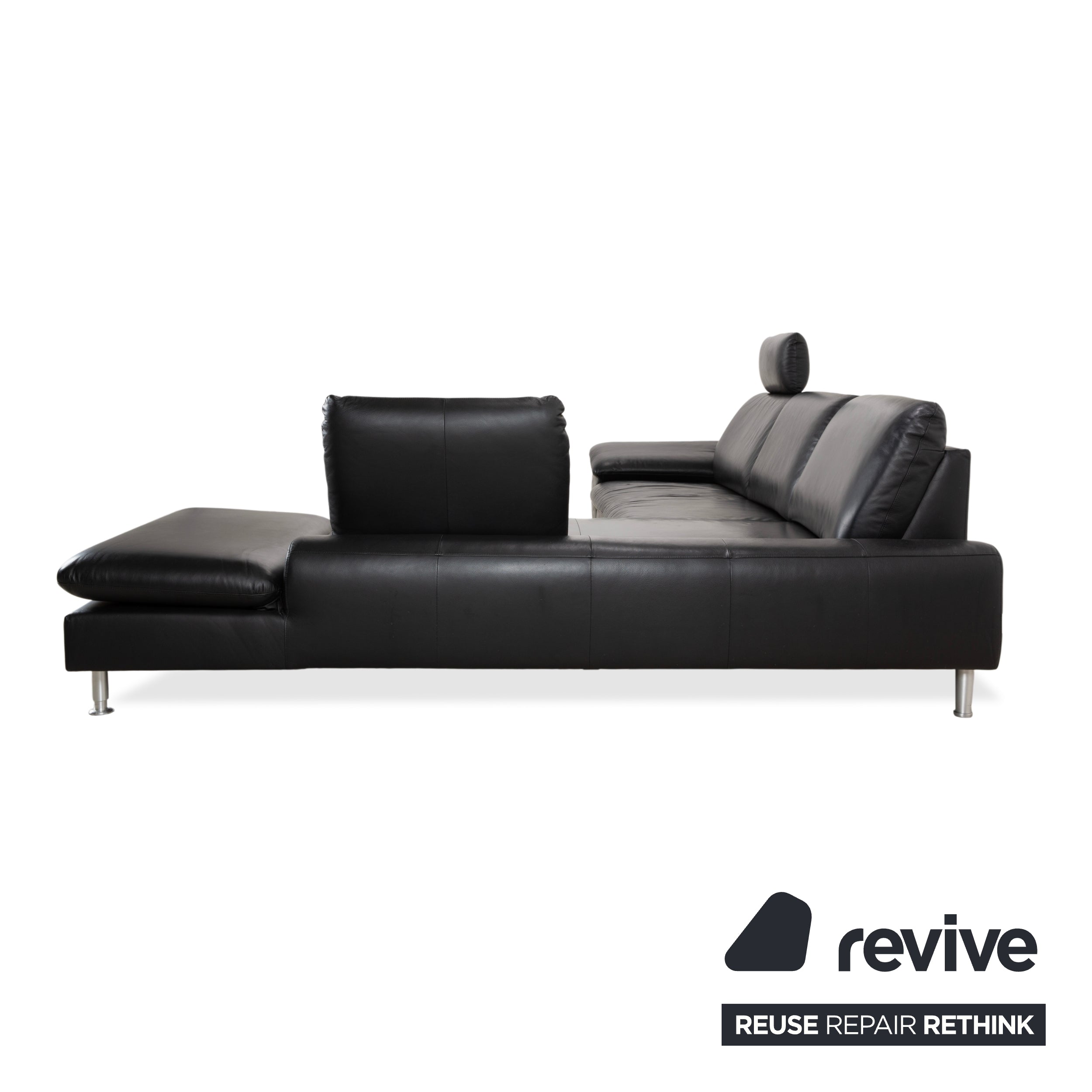 Willi Schillig Loop Leder Ecksofa Schwarz manuelle Funktion Sofa Couch