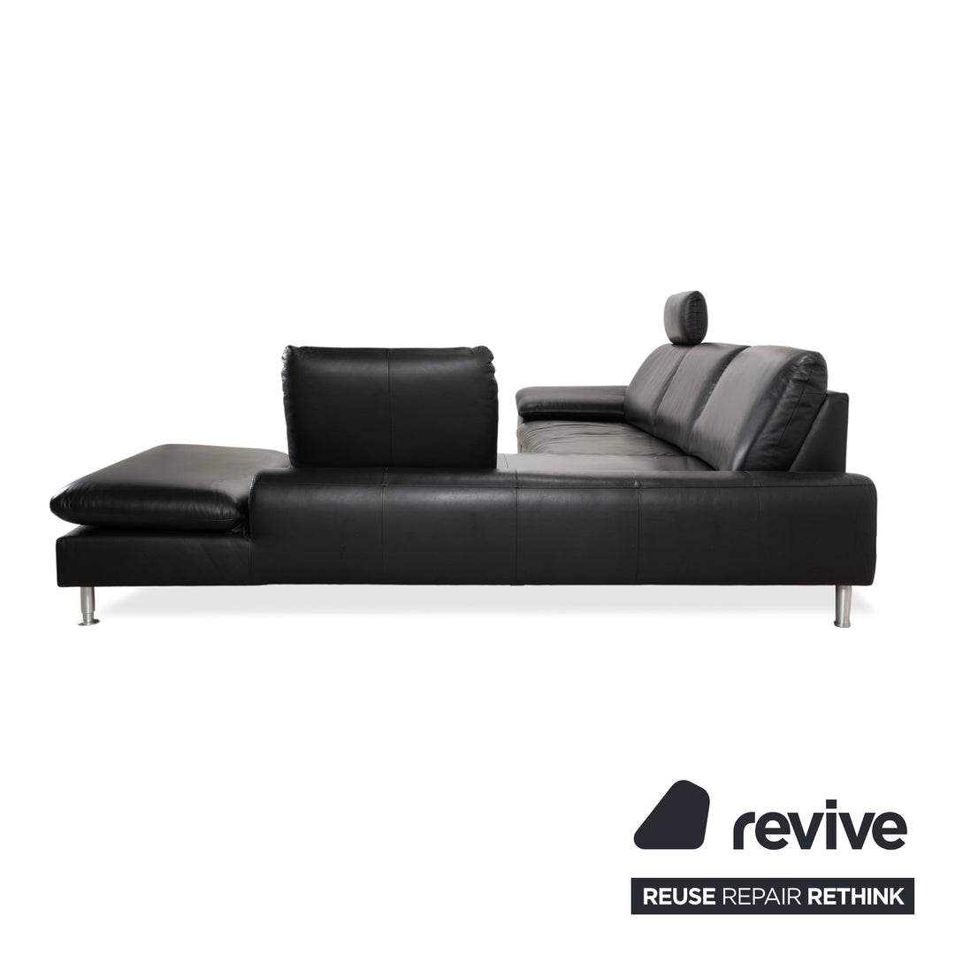 Canapé d'angle en cuir bouclé noir Willi Schillig, canapé à réglage manuel