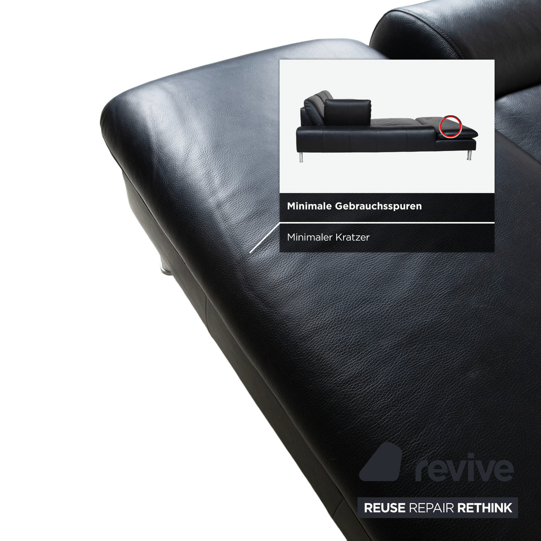 Willi Schillig Loop Leder Ecksofa Schwarz manuelle Funktion Sofa Couch