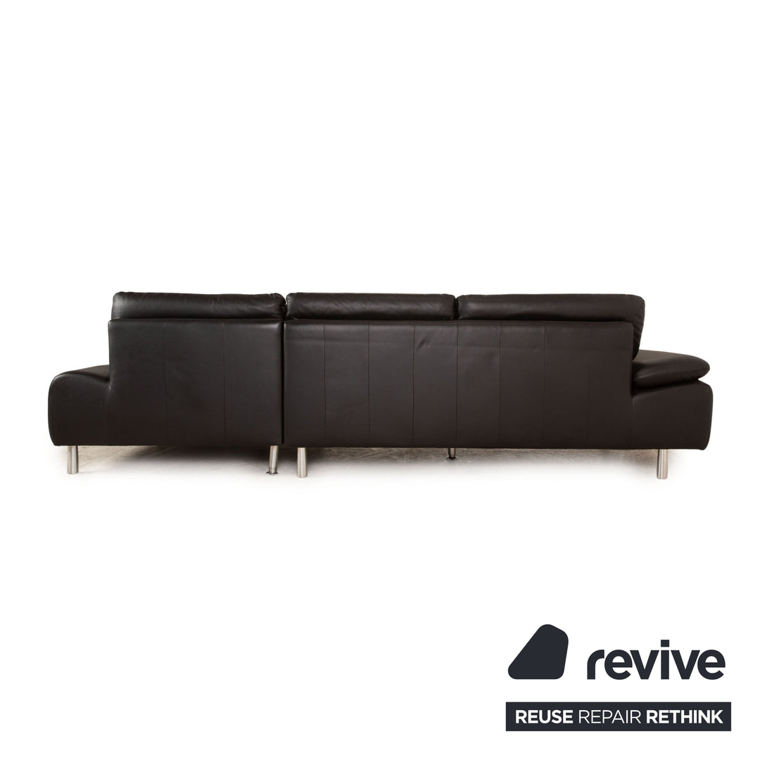 Willi Schillig Loop Leder Ecksofa Schwarz Recamiere Rechts