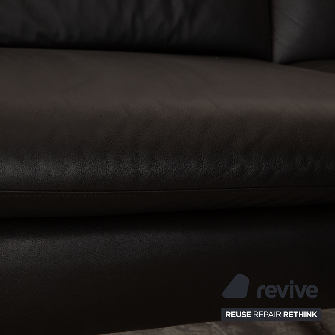 Willi Schillig Loop Leder Ecksofa Schwarz Recamiere Rechts