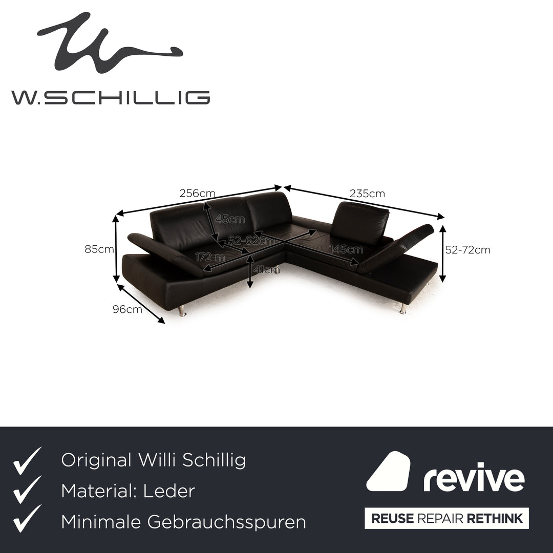 Willi Schillig Loop Leder Ecksofa Schwarz Recamiere Rechts Sofa Couch manuelle Funktion