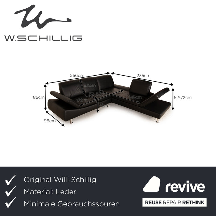 Willi Schillig Loop Leather Corner Sofa Black Recamiere Right Sofa Couch manual function