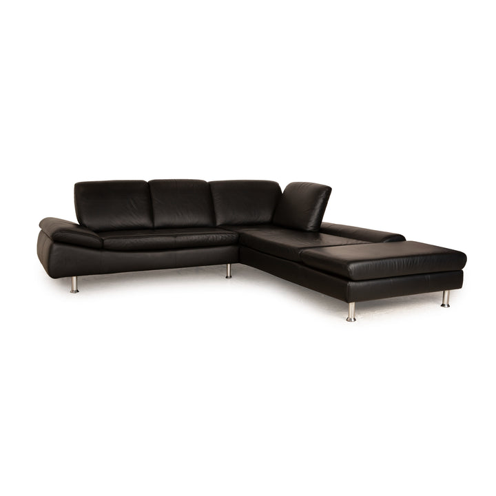 Willi Schillig Loop Leather Corner Sofa Black Recamiere Right Sofa Couch manual function