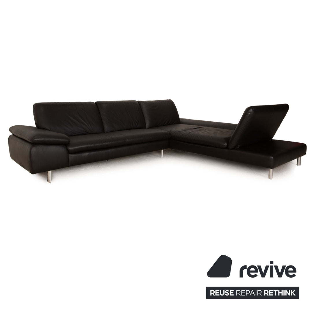 Willi Schillig Loop Leder Ecksofa Schwarz Recamiere Rechts