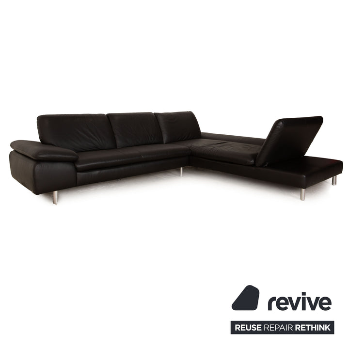 Willi Schillig Loop Leder Ecksofa Schwarz Recamiere Rechts