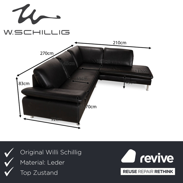 Willi Schillig Loop Leder Ecksofa Schwarz Sofa Couch manuelle Funktion