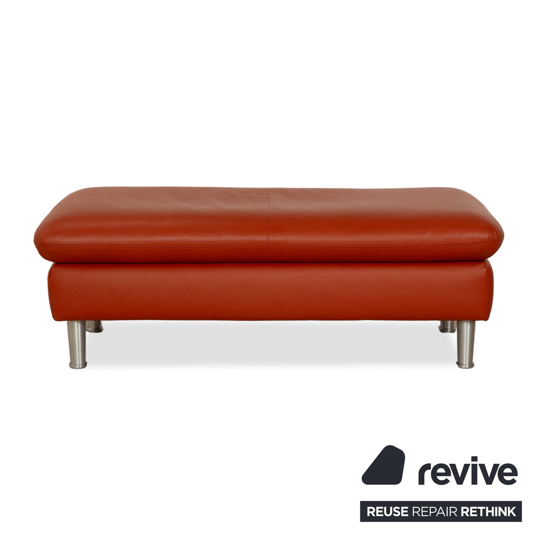 Willi Schillig Loop Leder Ecksofa Sofa Couch inkl. Hocker Orange Rot manuelle Funktion