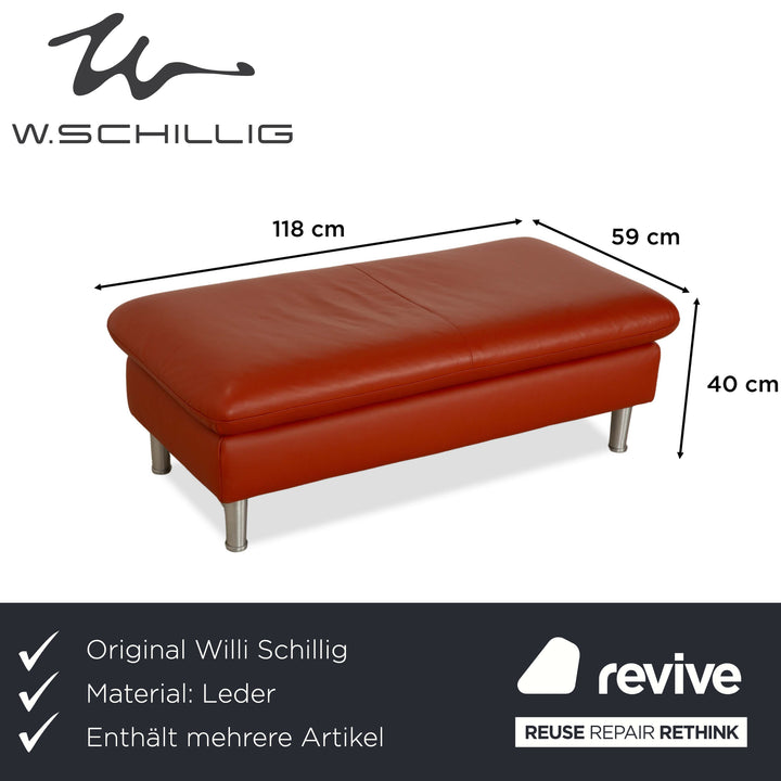 Willi Schillig Loop Leder Ecksofa Sofa Couch inkl. Hocker Orange Rot manuelle Funktion