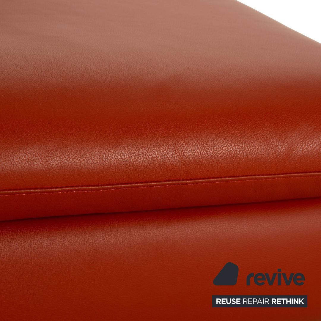 Willi Schillig Loop Leder Ecksofa Sofa Couch inkl. Hocker Orange Rot manuelle Funktion