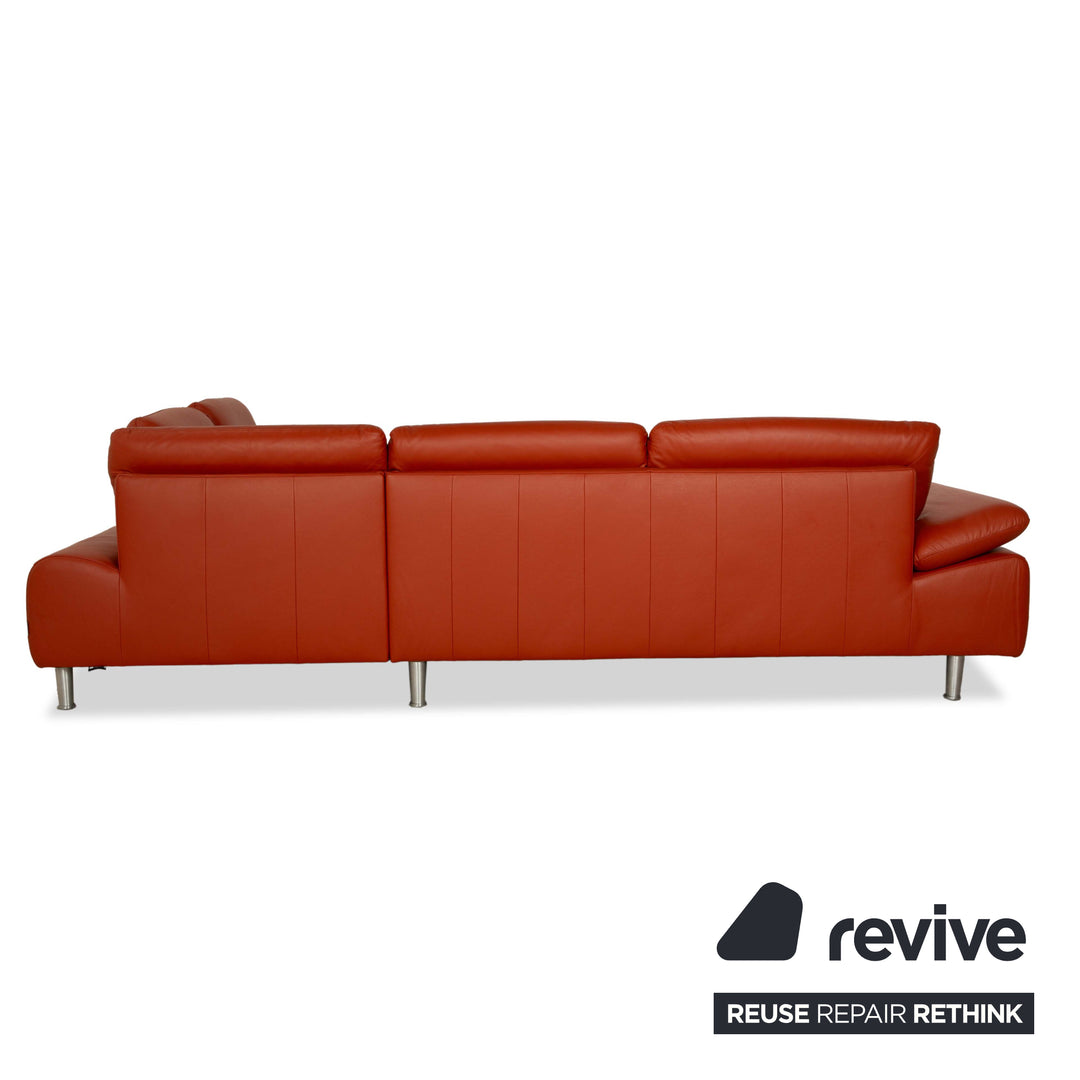 Willi Schillig Loop Leder Ecksofa Sofa Couch inkl. Hocker Orange Rot manuelle Funktion
