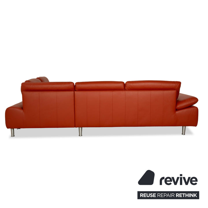 Willi Schillig Loop Leder Ecksofa Sofa Couch inkl. Hocker Orange Rot manuelle Funktion