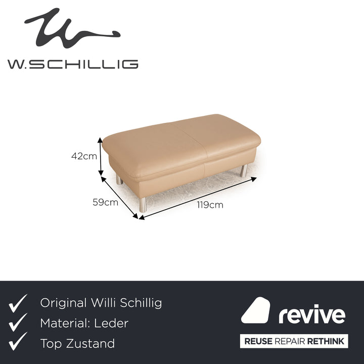 Willi Schillig Loop Leather Stool Beige Storage Compartment