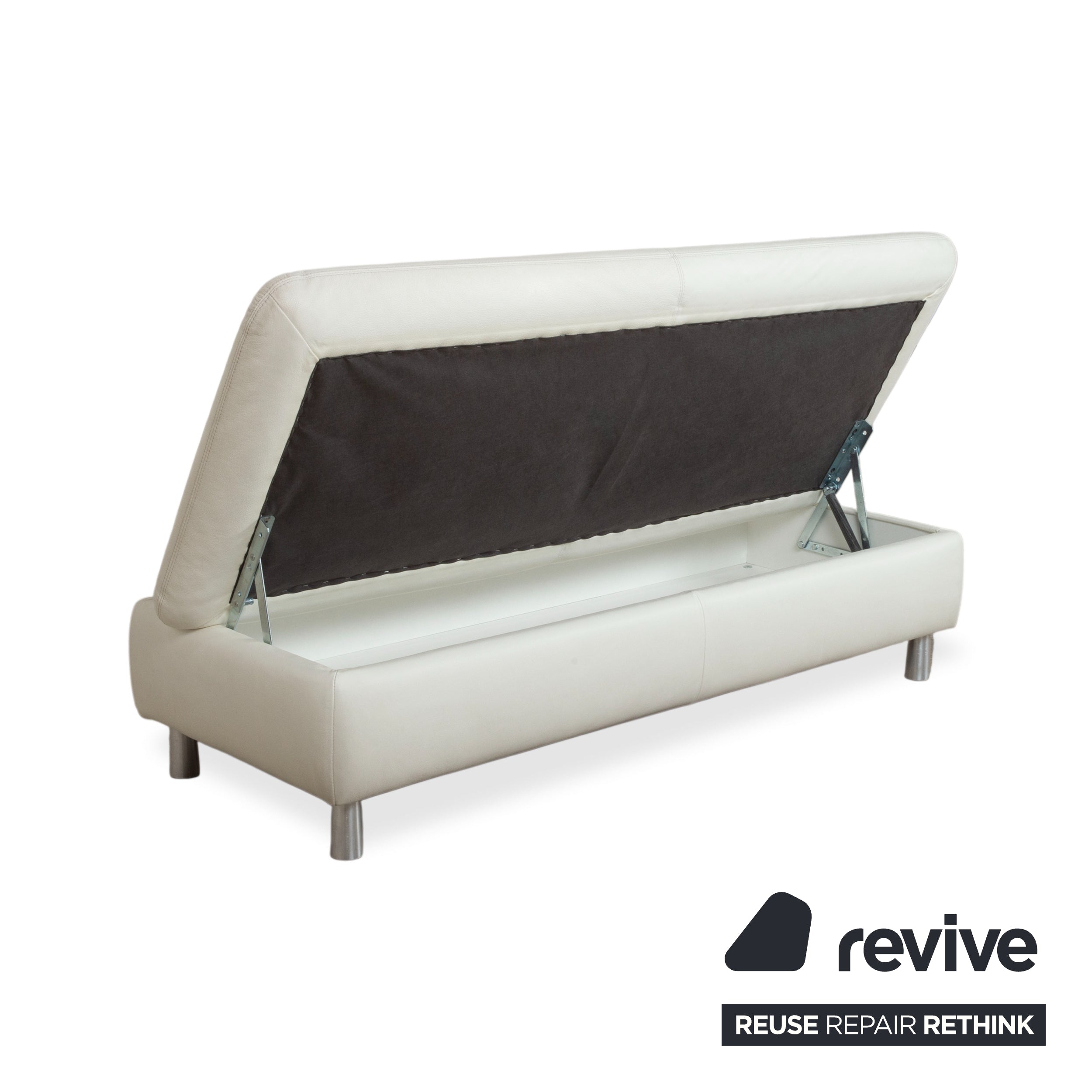 Willi Schillig Loop Pouf en cuir crème fonction manuelle espace de rangement