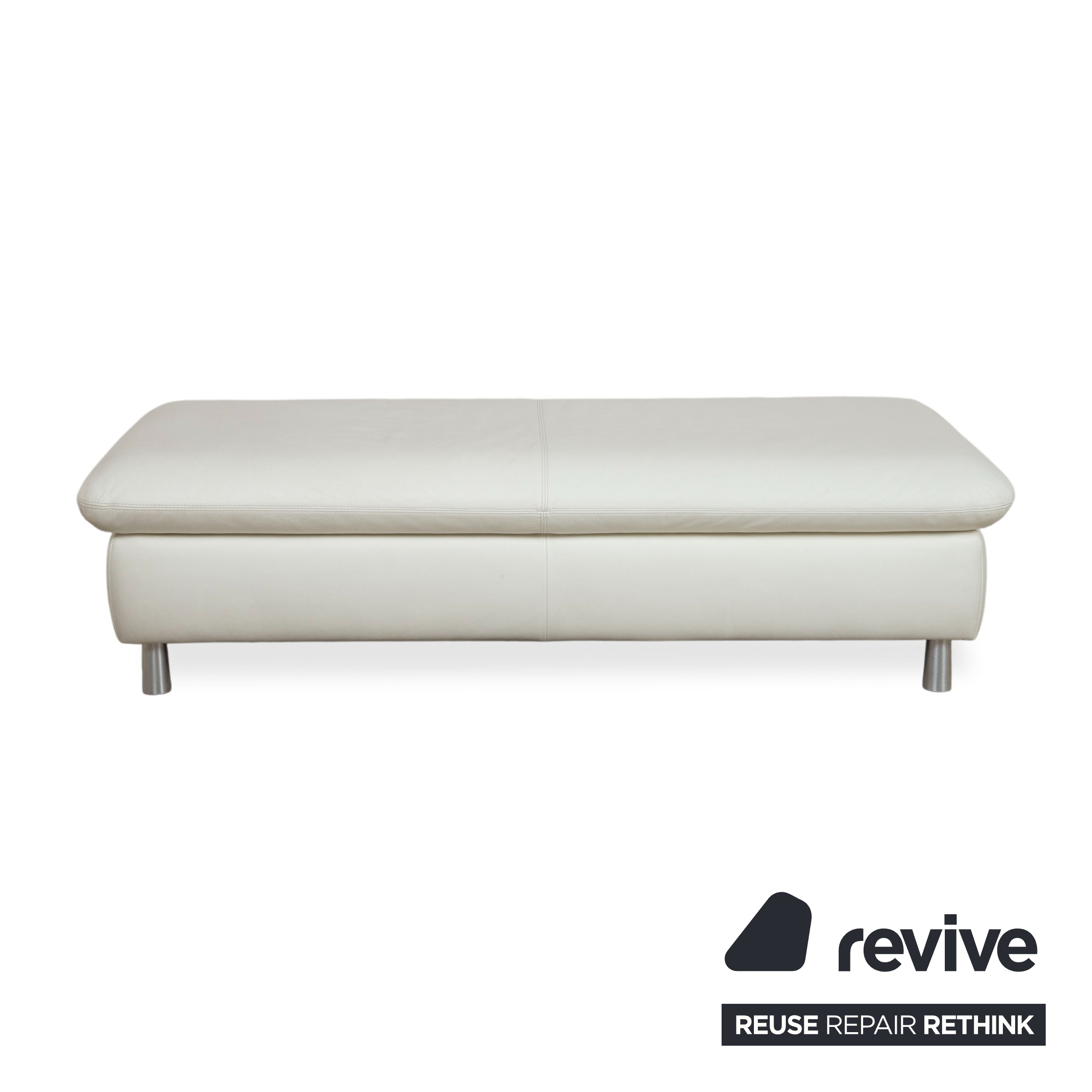 Willi Schillig Loop Pouf en cuir crème fonction manuelle espace de rangement
