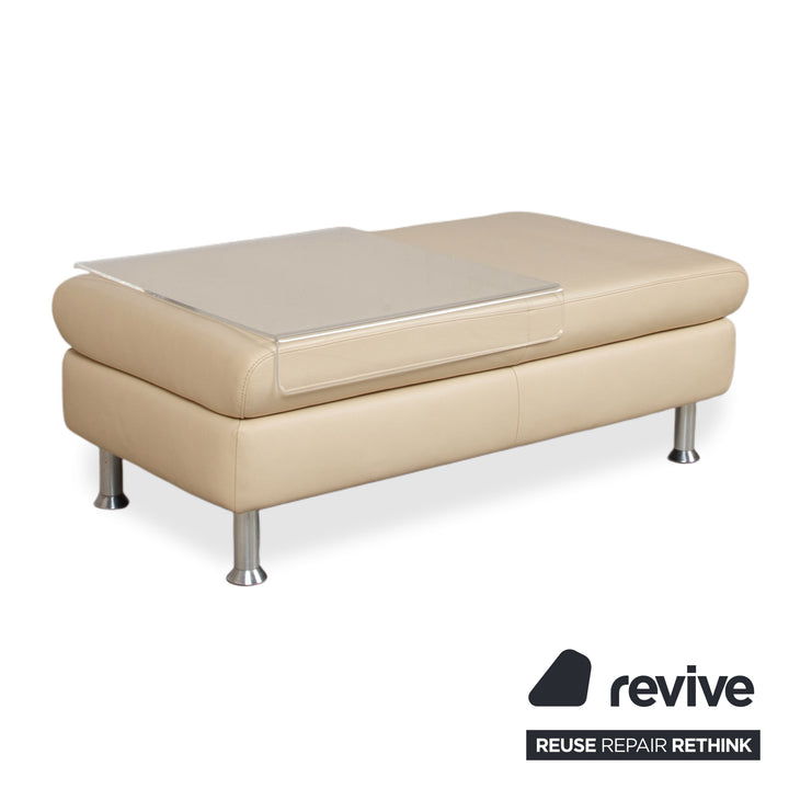 Willi Schillig Loop Leder Hocker Creme Beige