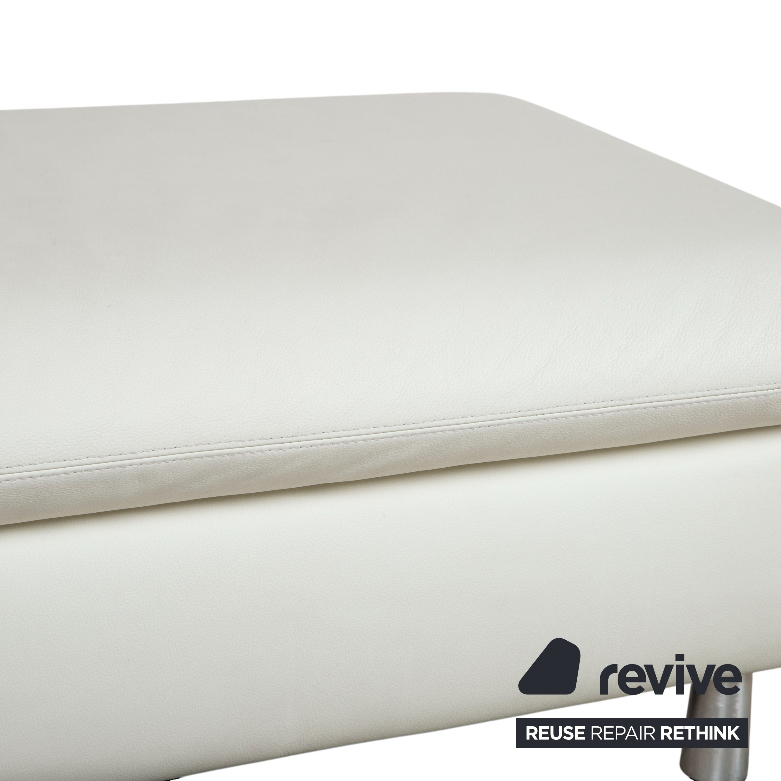 Willi Schillig Loop Pouf en cuir crème fonction manuelle espace de rangement