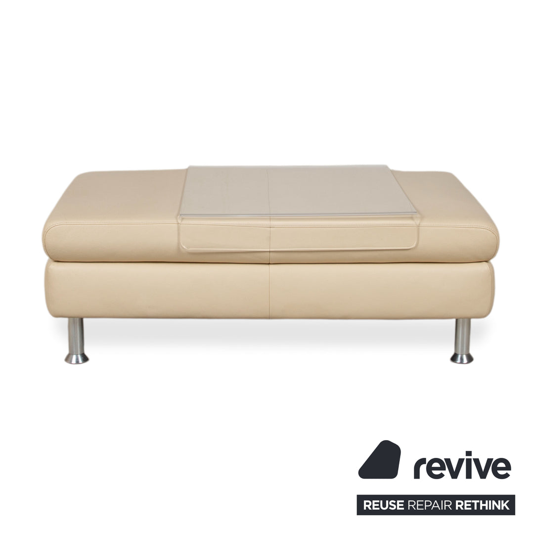 Willi Schillig Loop Leder Hocker Creme Beige