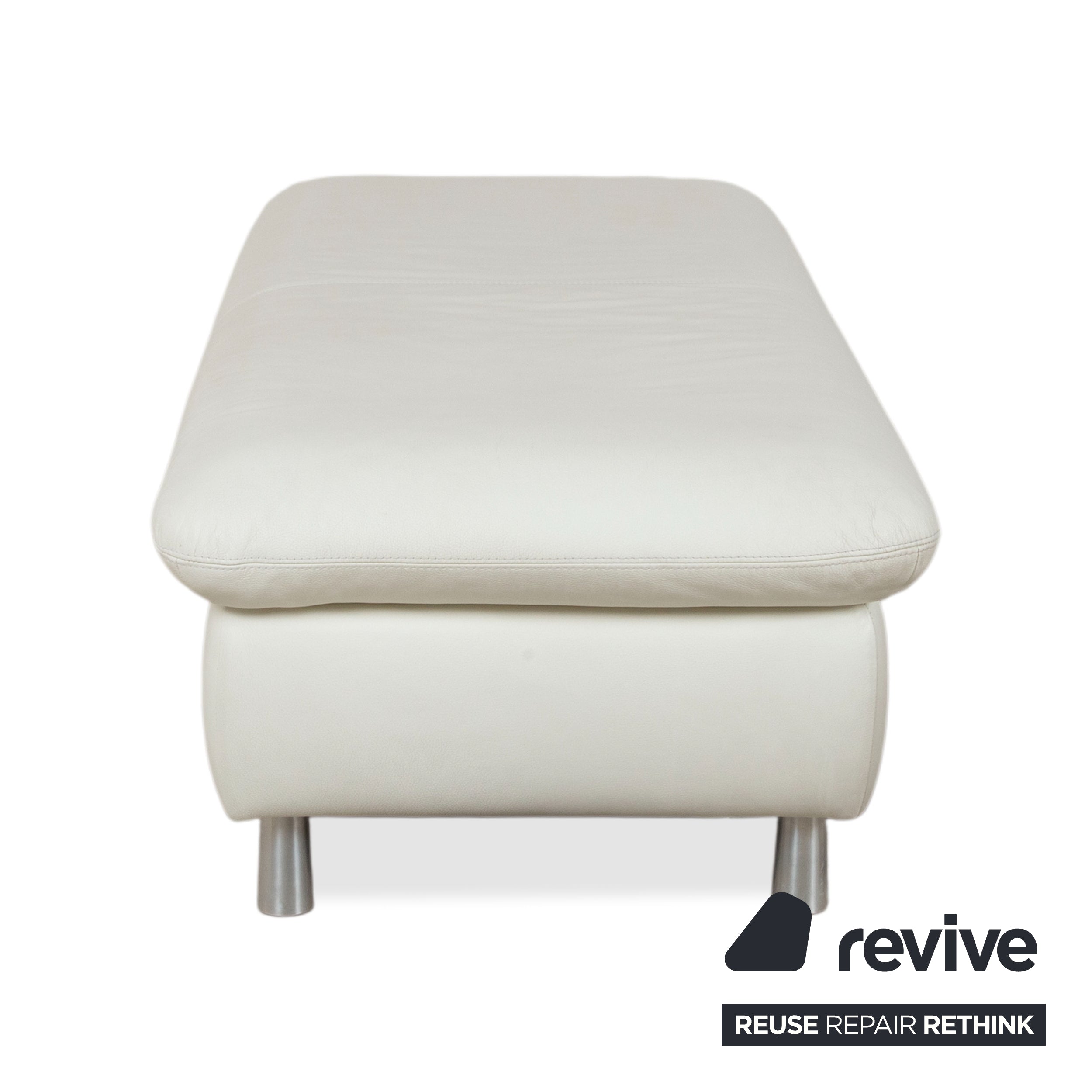 Willi Schillig Loop Pouf en cuir crème fonction manuelle espace de rangement