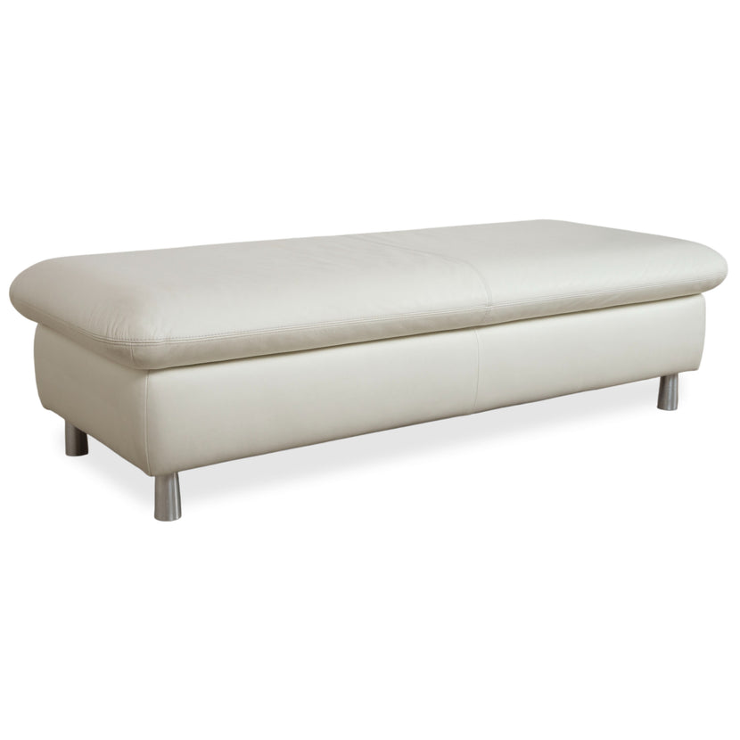 Willi Schillig Loop Pouf en cuir crème fonction manuelle espace de rangement